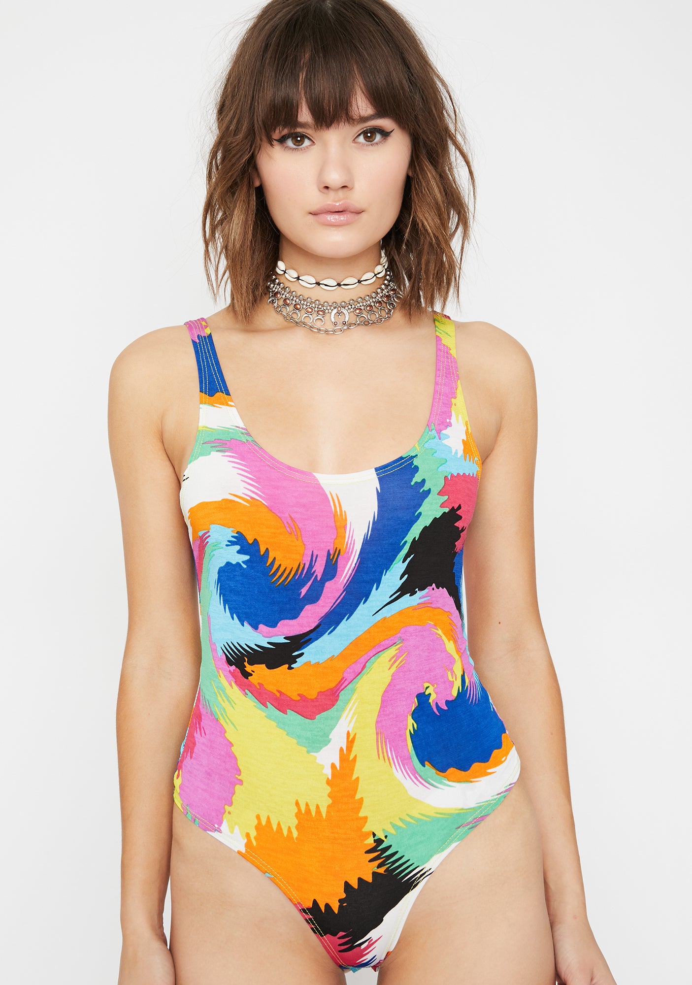 Rainbow Swirl Print Bodysuit – Dolls Kill