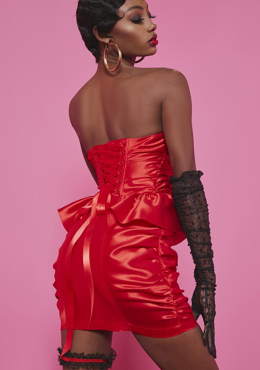Betty Boop Taffeta Ruffle Waist Sweetheart Bust Mini Dress Red – Dolls Kill