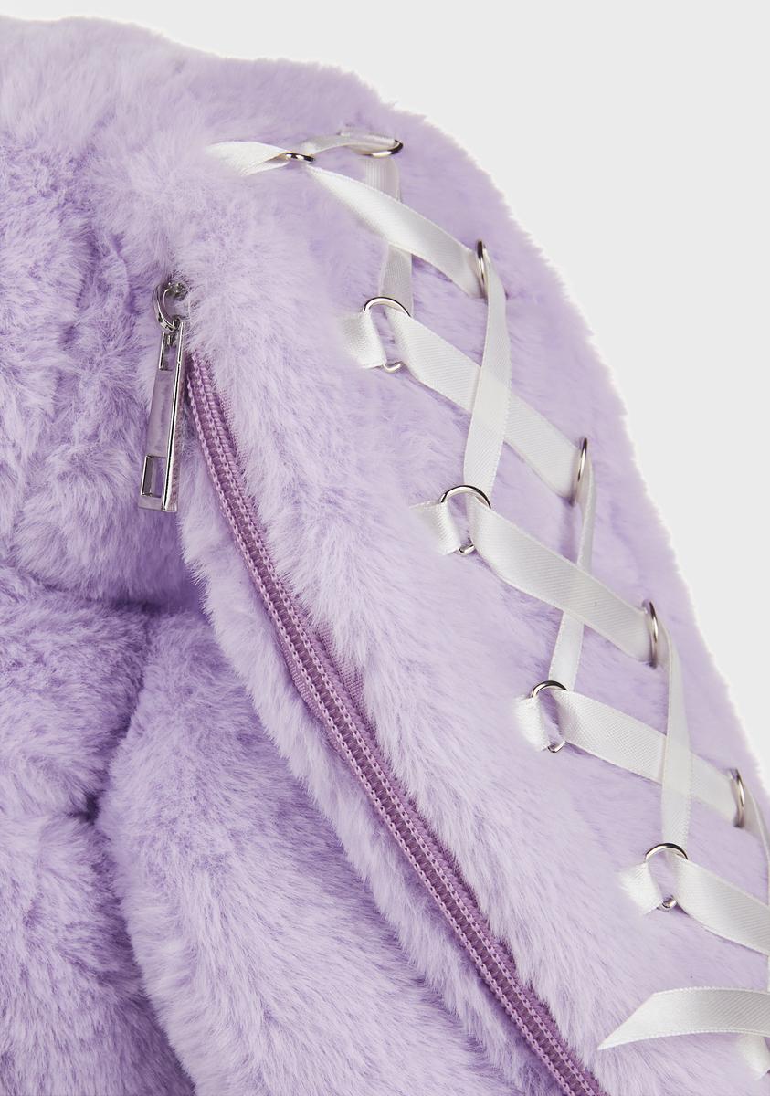 Current Mood Lace Up Bunny Plush Backpack - Lavender – Dolls  display picture 2