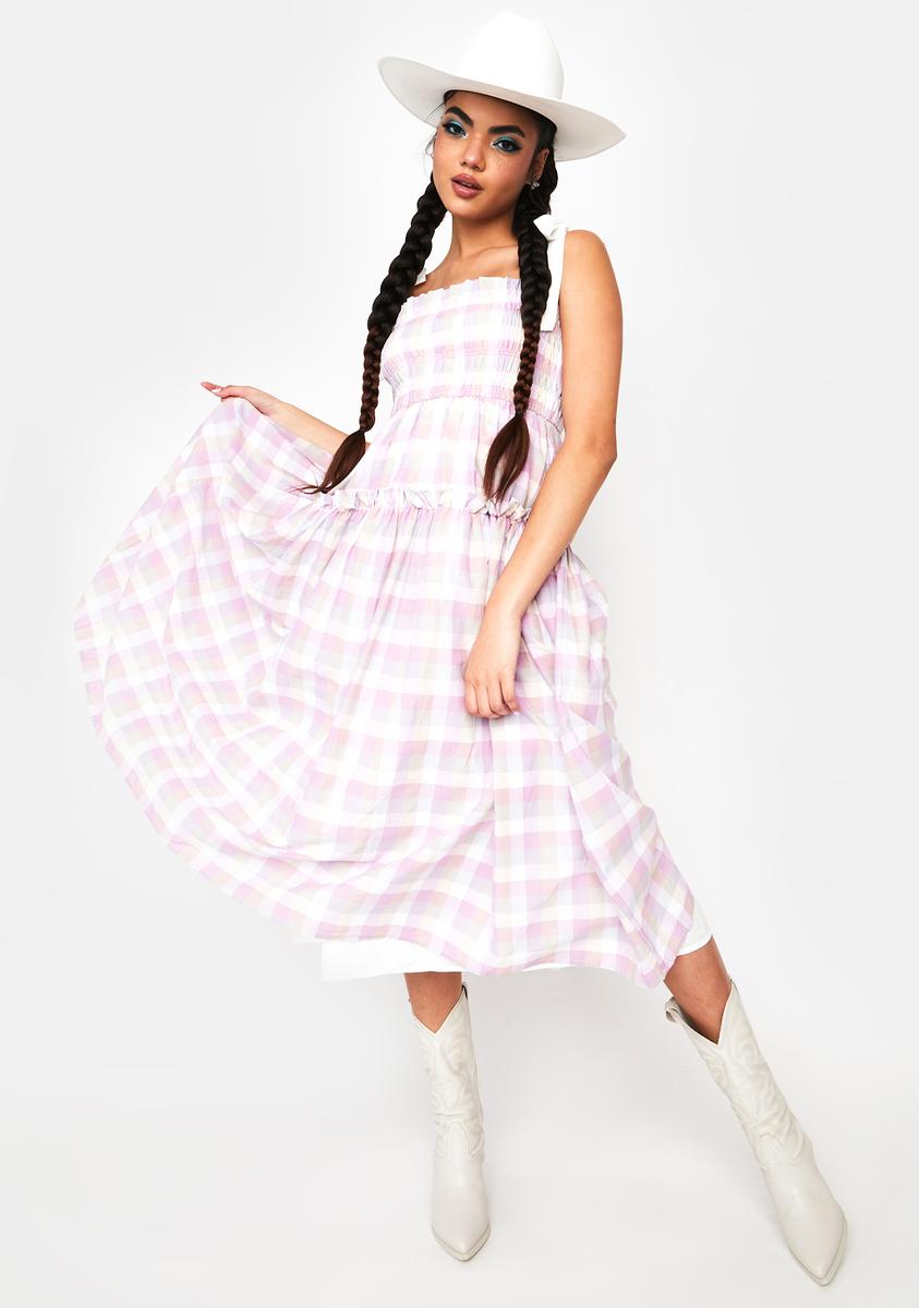 asos pink gingham dress ASOS DESIGN Curve mini textured smock dress in orange and pink gingham
