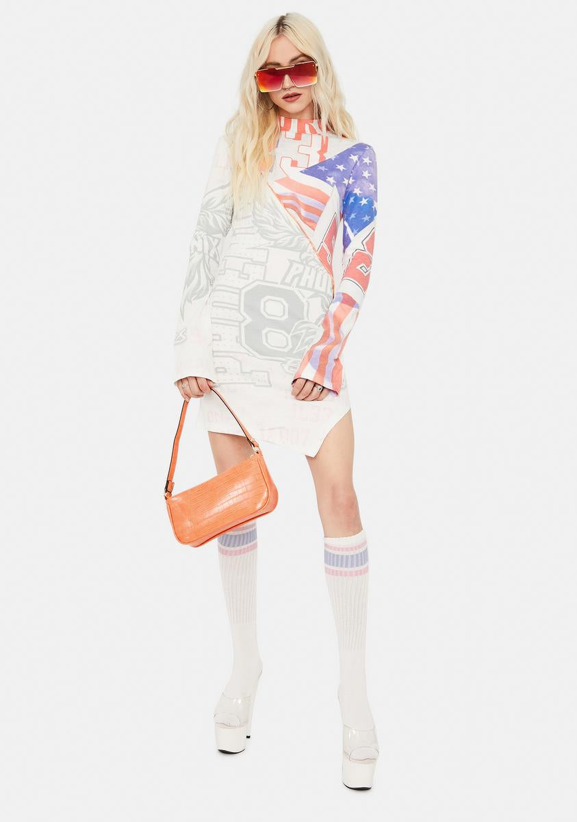 Jaded London Varsity Flag Print Cut & Sew Long Sleeve Jersey Dress – Dolls  Kill