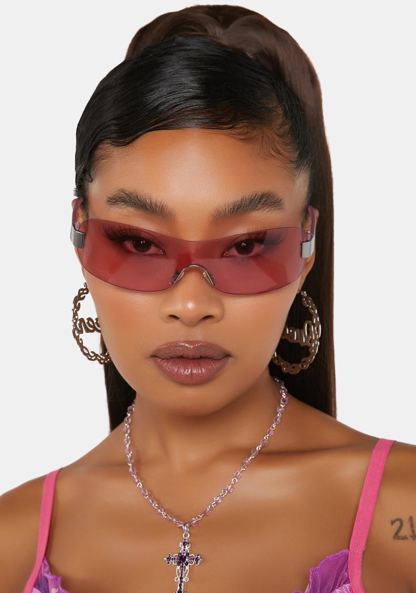 Good Times Eyewear Rimless Shield Sunglasses - Pink – Dolls Kill