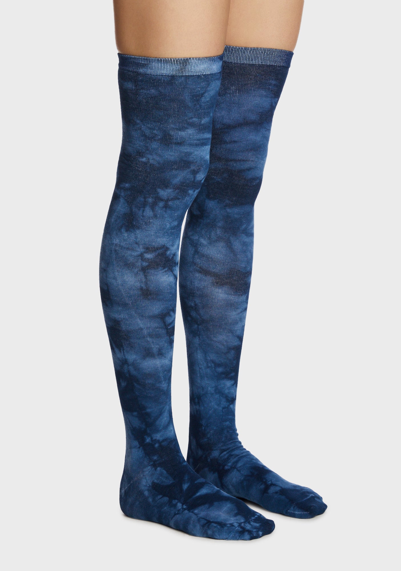 Tie Dye Thigh High Socks Blue Dolls Kill