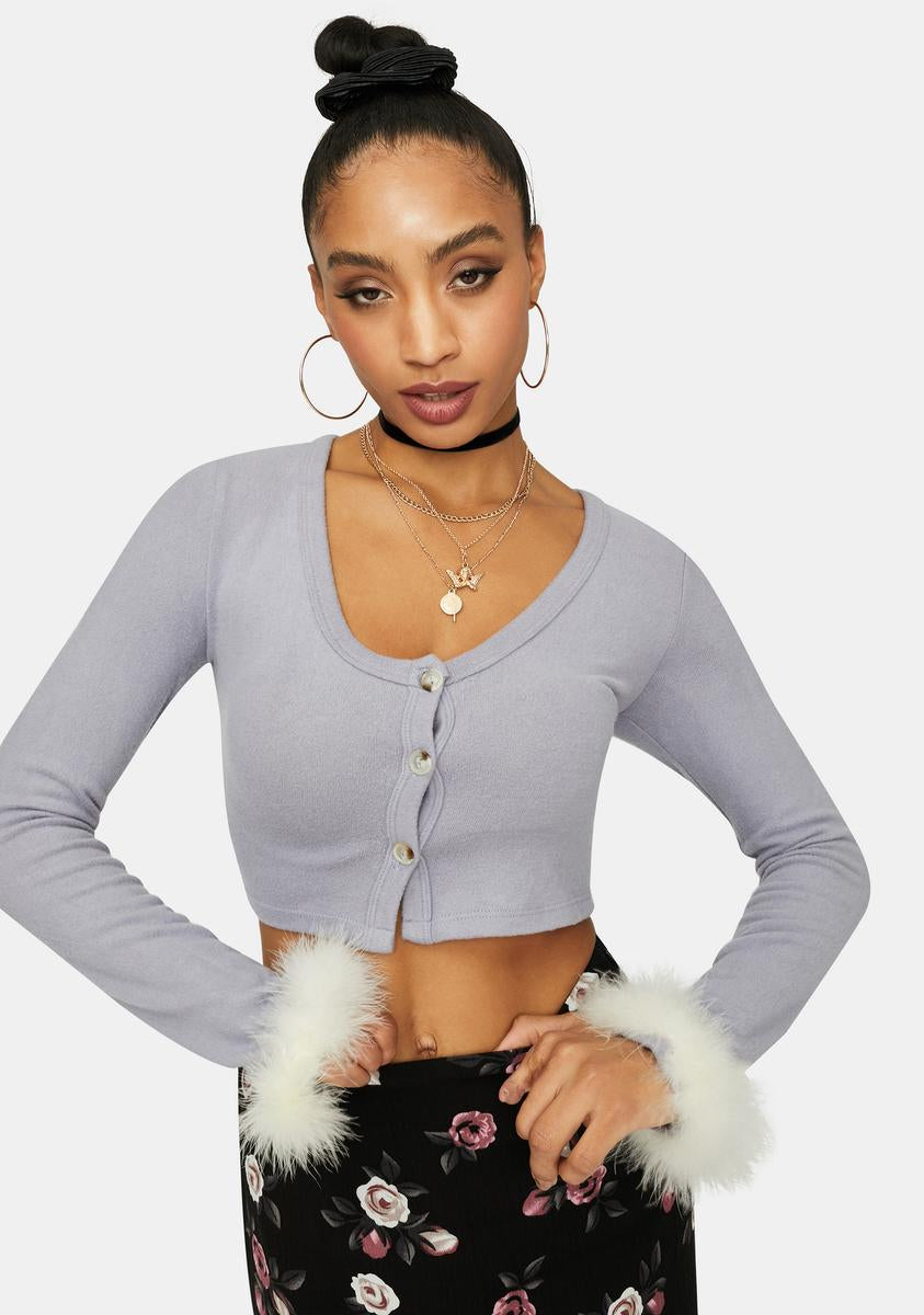 Lavender Love You Dearly Marabou Trim Crop Top,Specials : American Fashion Style Bags On Sale Lavender Love You Dearly Marabou Trim Crop Top,Specials : American Fashion Style Bags On Sale