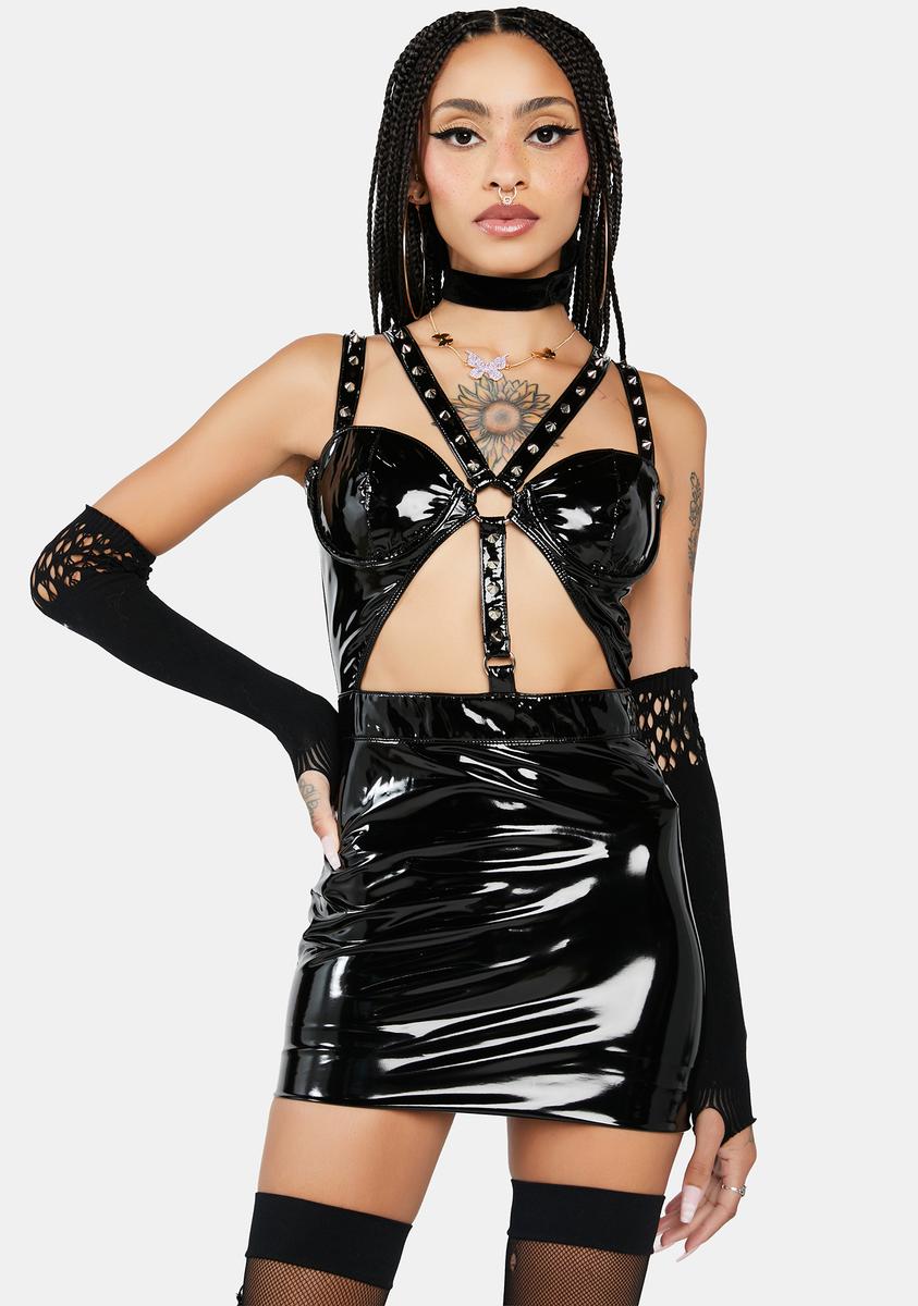 HOROSCOPEZ Libra PVC Cut Out Mini Dress - Black – Dolls Kill