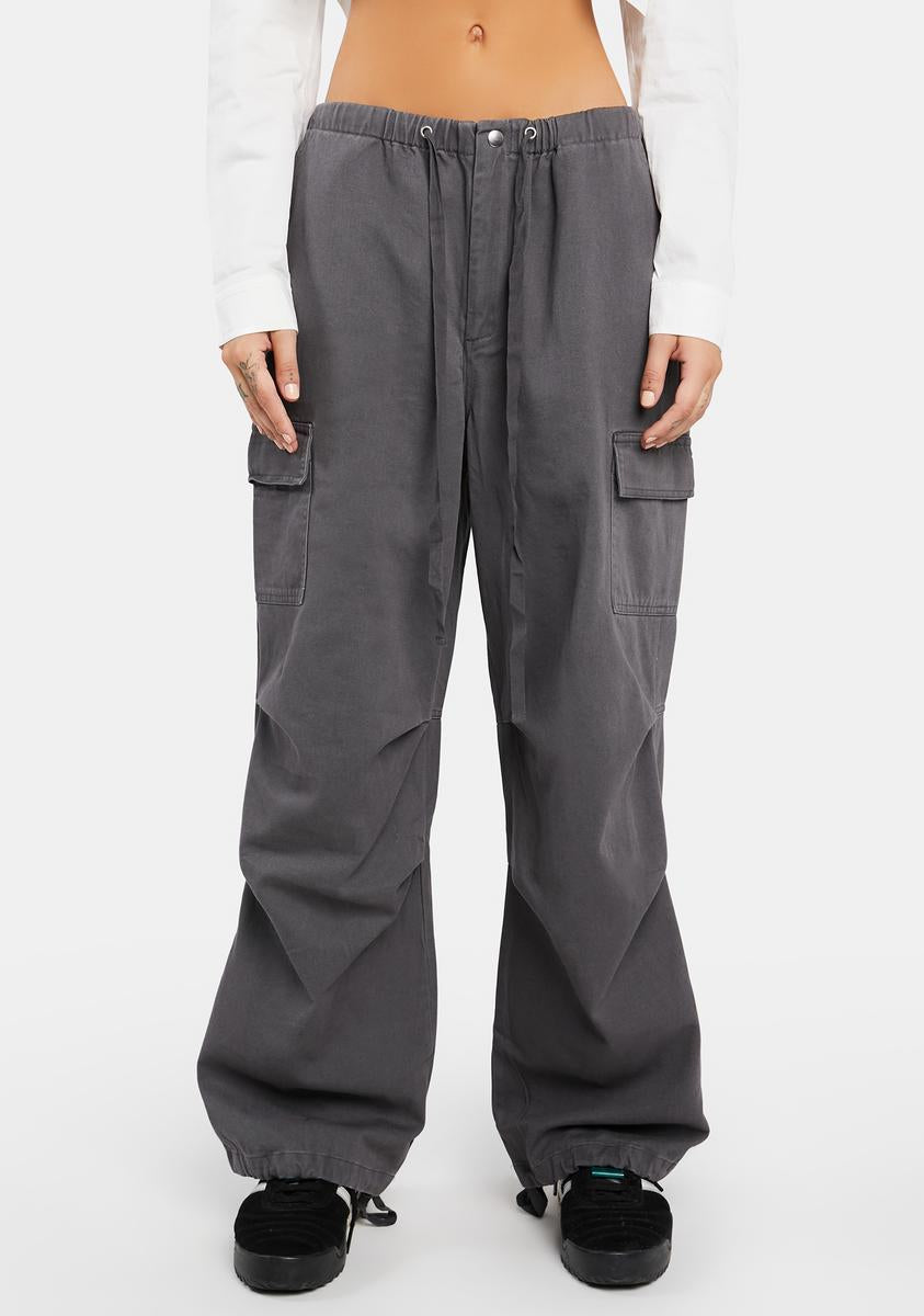 Bailey Rose Low Waist Parachute Cargo Pants - Gray – Dolls Kill