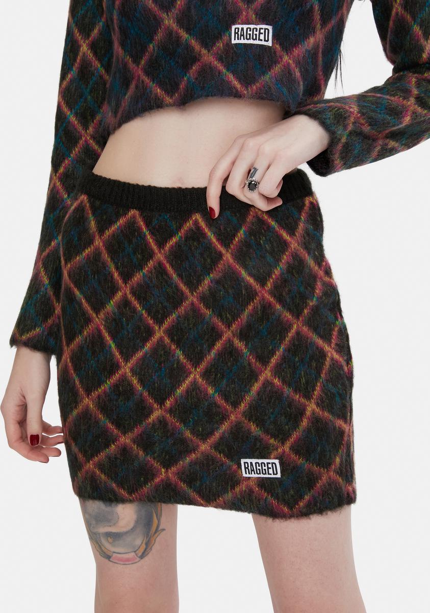 Bumps Argyle Knit Mini Skirt The Ragged Priest,All Products : American Fashion Style Bags On Sale