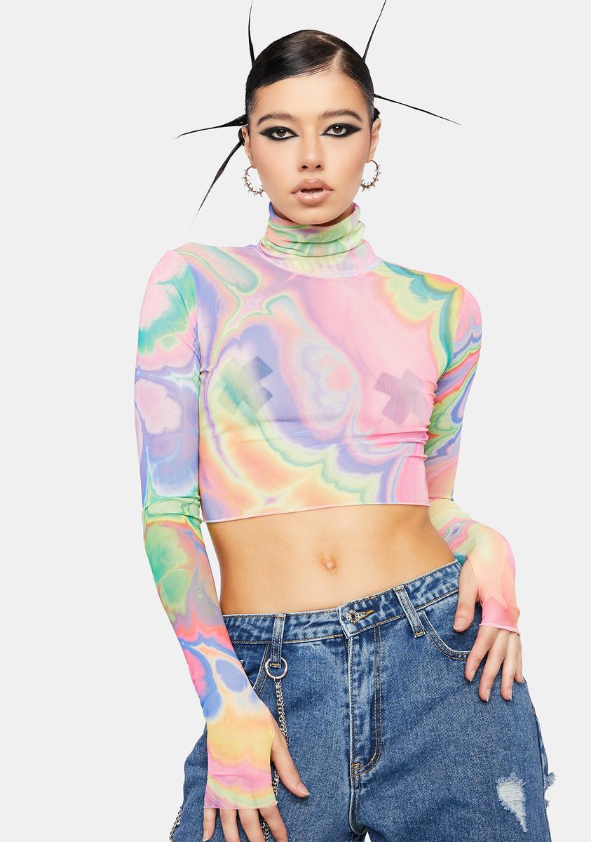 Abstract Marble Micaela Mesh Turtleneck Top AFRM,All Products : American Fashion Style Bags On Sale