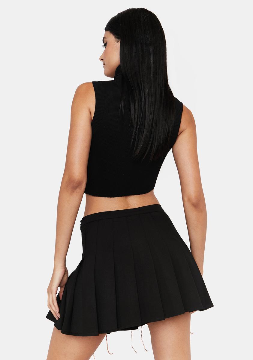 Rhinestone Sparkly Pleated Mini Skirt Rose Gold Dolls Kill