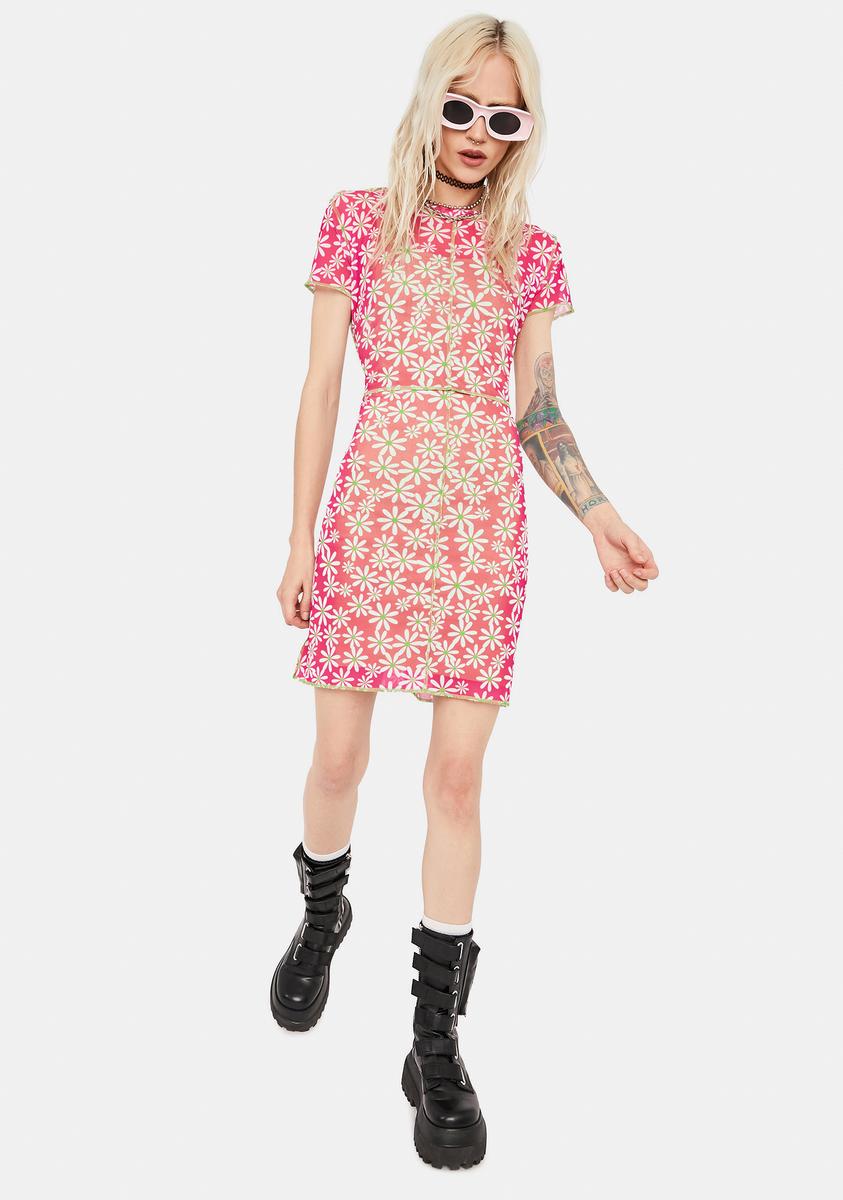 ragged priest mesh dress Slasher Floral Mesh Mini Dress