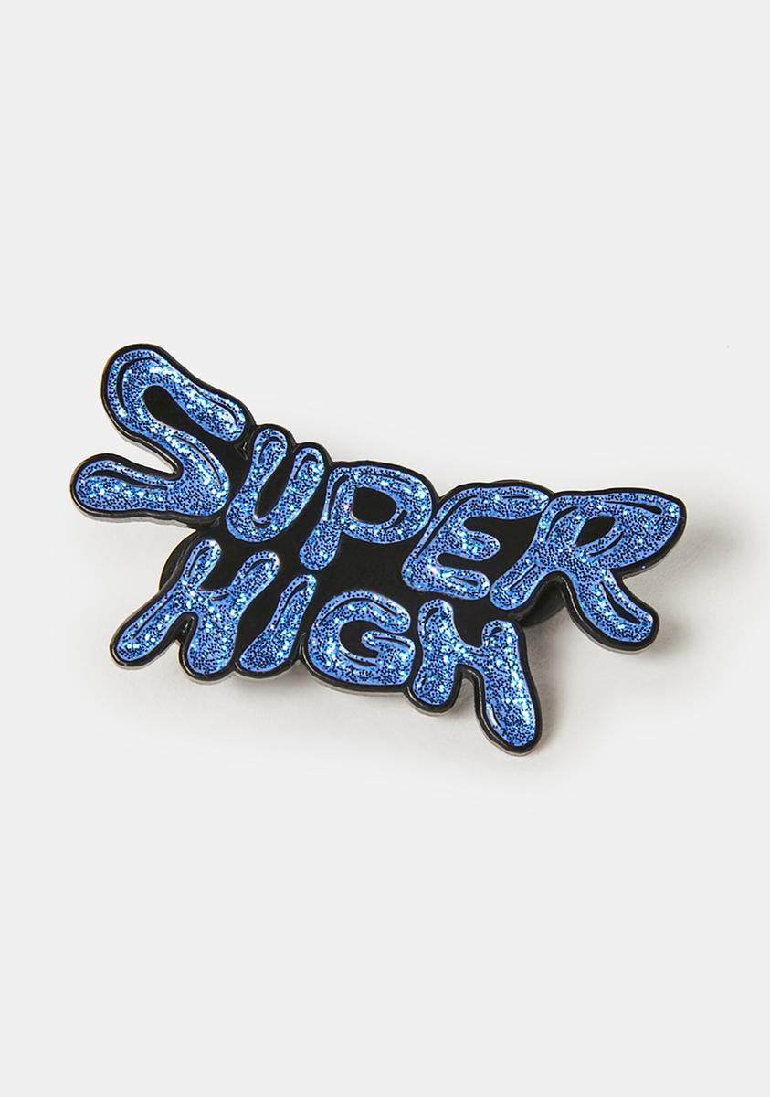 RIPNDIP Super High Glitter Word Enamel Pin - Blue – Dolls Kill