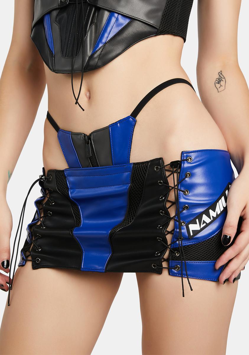 Blue Moto Thong Micro Skirt Namilia,All Products : American Fashion Style Bags On Sale