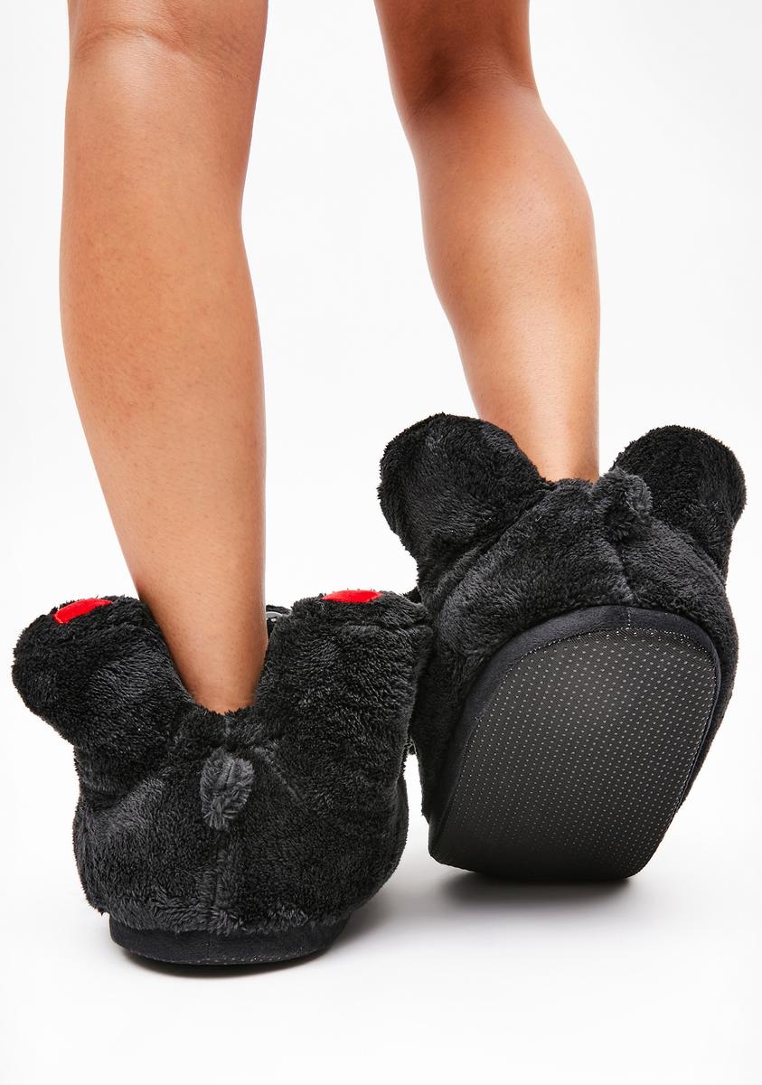 Dark Bear Hug Slippers Black – Dolls Kill - Main Image