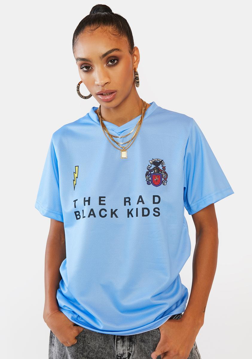 The Rad Black Kids Number Graphic Soccer Jersey Blue – Dolls Kill