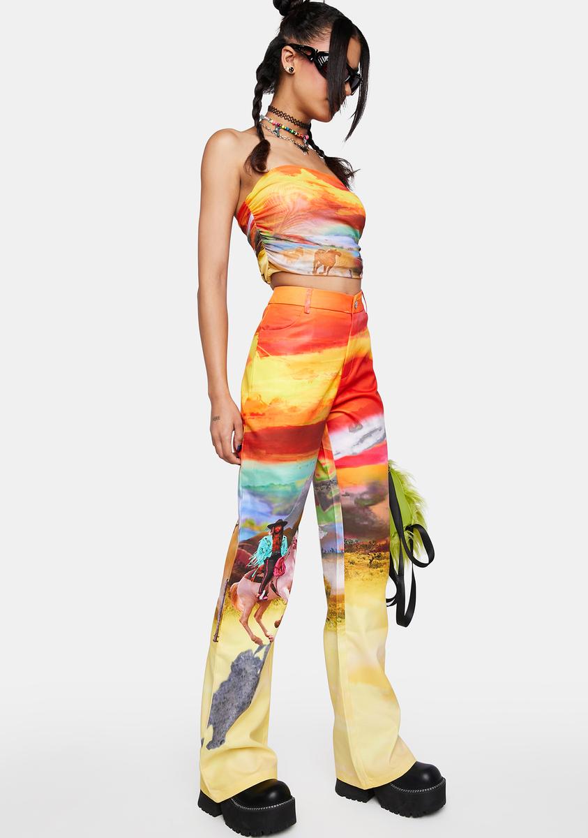 Elsie & Fred Western Cowboy Print Pants - Orange – Dolls Kill Elsie & Fred Western Cowboy Print Pants - Orange – Dolls Kill