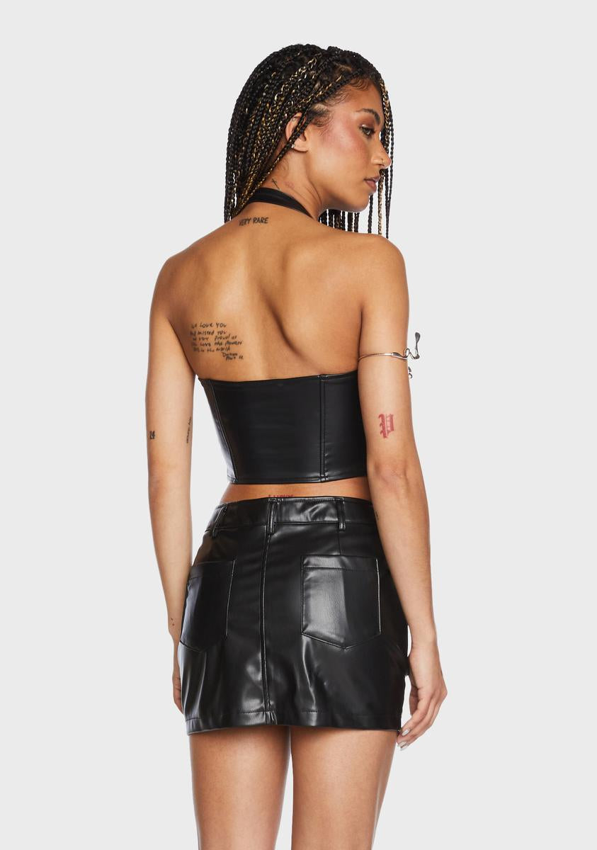 Vegan Leather Mini Skirt BlackNN Dolls Kill