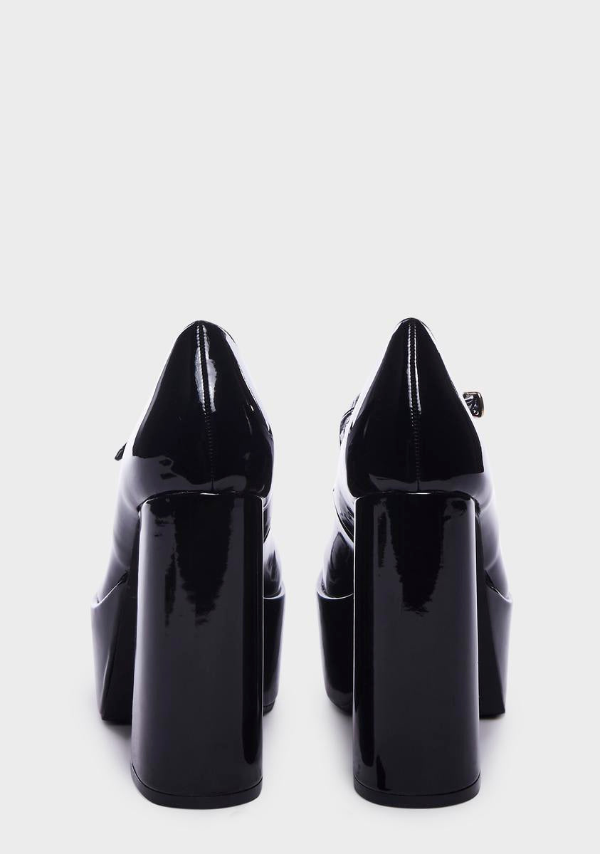 Patent Platform Mary Jane Heels - Black â Dolls Kill