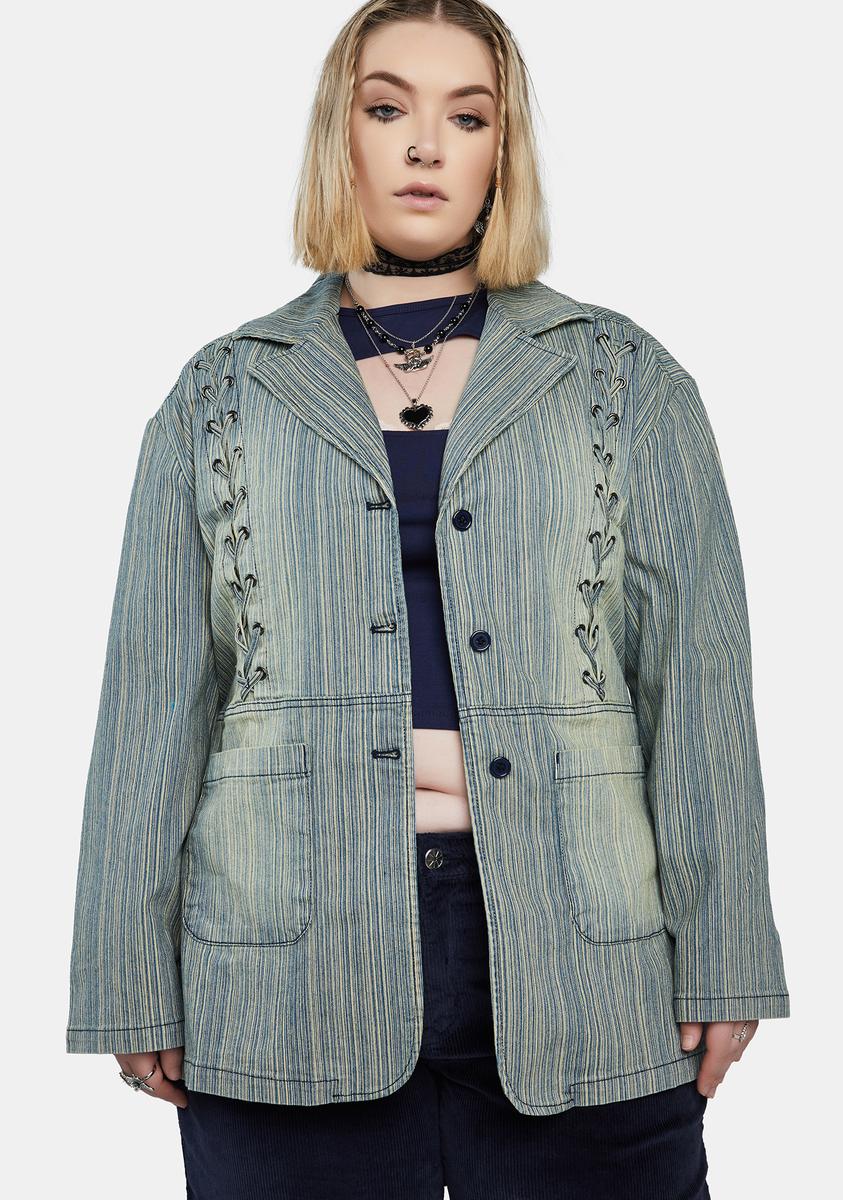 Plus Sliding Doors Pinstripe Blazer dELiA*s by Dolls Kill,New Products : American Fashion Style Bags On Sale