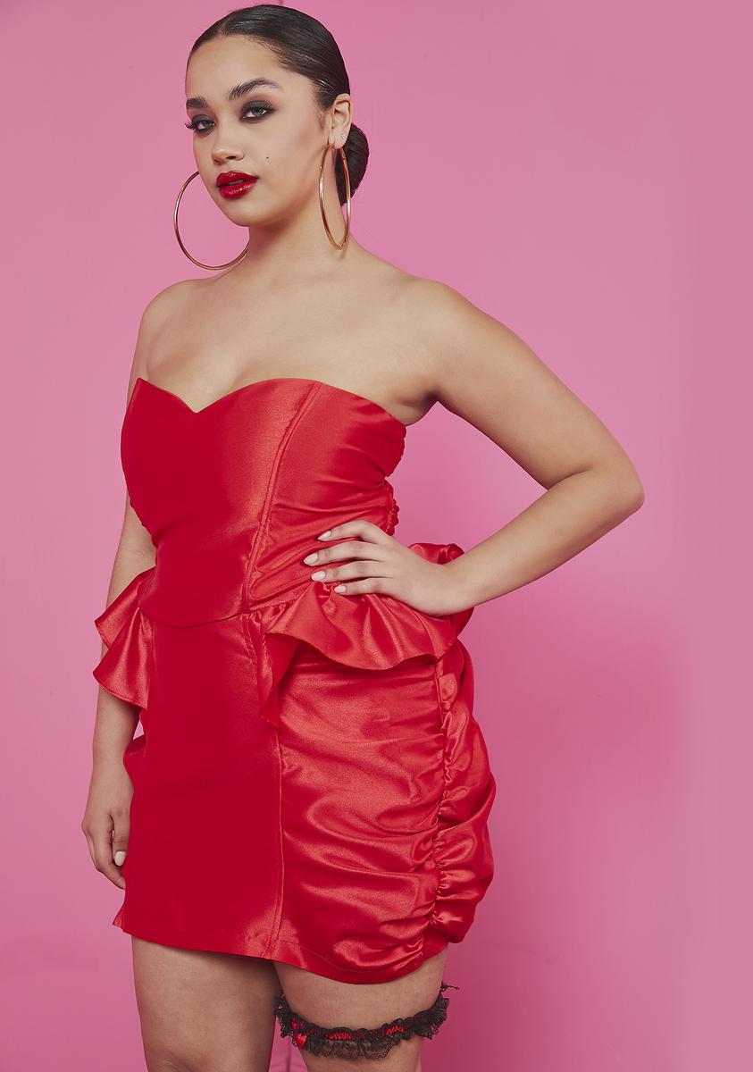Betty Boop Plus Size Taffeta Ruffle Waist Sweetheart Bust
