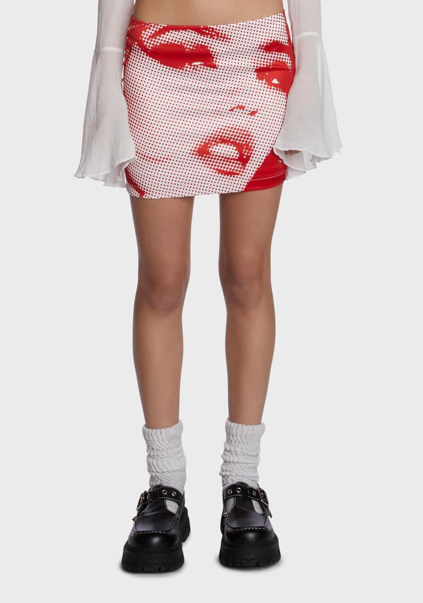 dELiA*s by Dolls Kill Face Graphic Print Mini Skirt - Red