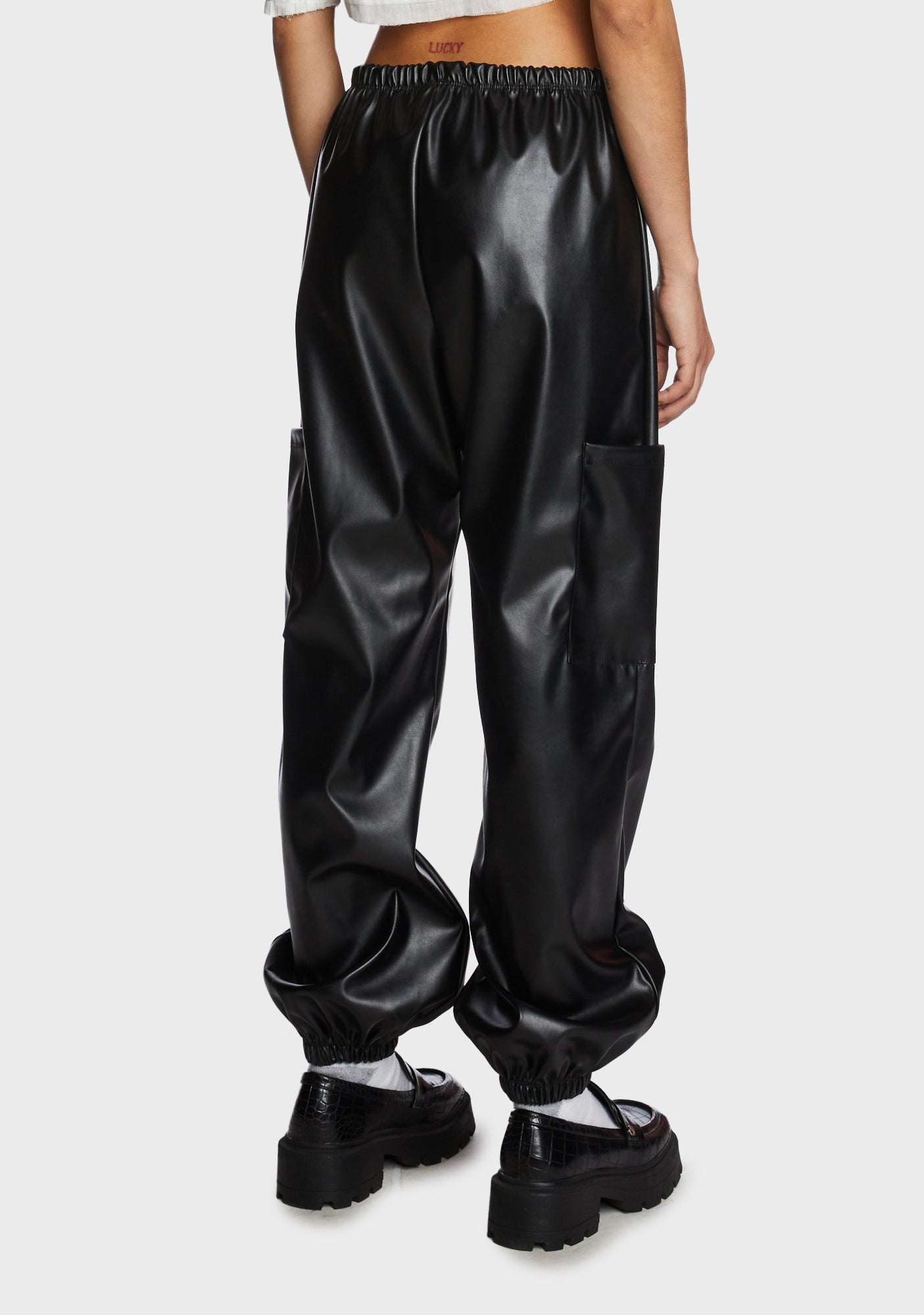 Vegan Leather Baggy Pants Black Dolls Kill