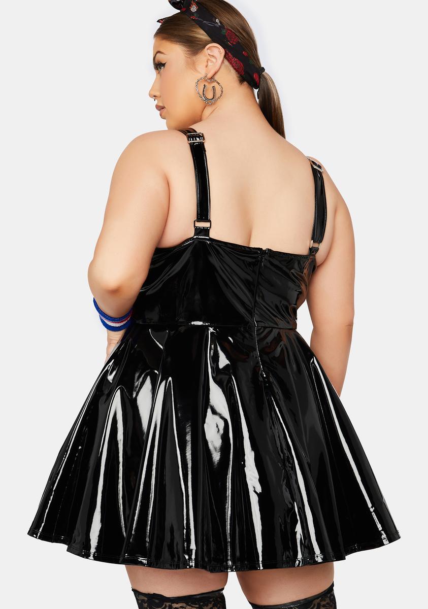 Plus Size Current Mood Flared Vinyl PVC Mini Dress Plus Size Current Mood Flared Vinyl PVC Mini Dress