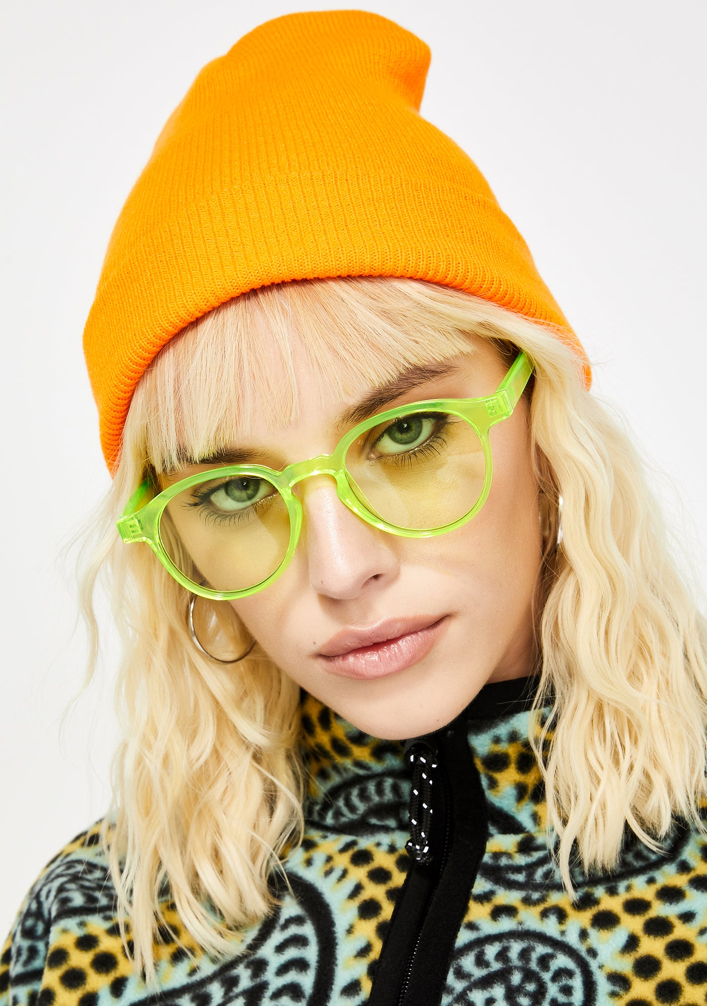 Tinted Clear Circle Round Sunglasses Yellow – Dolls Kill