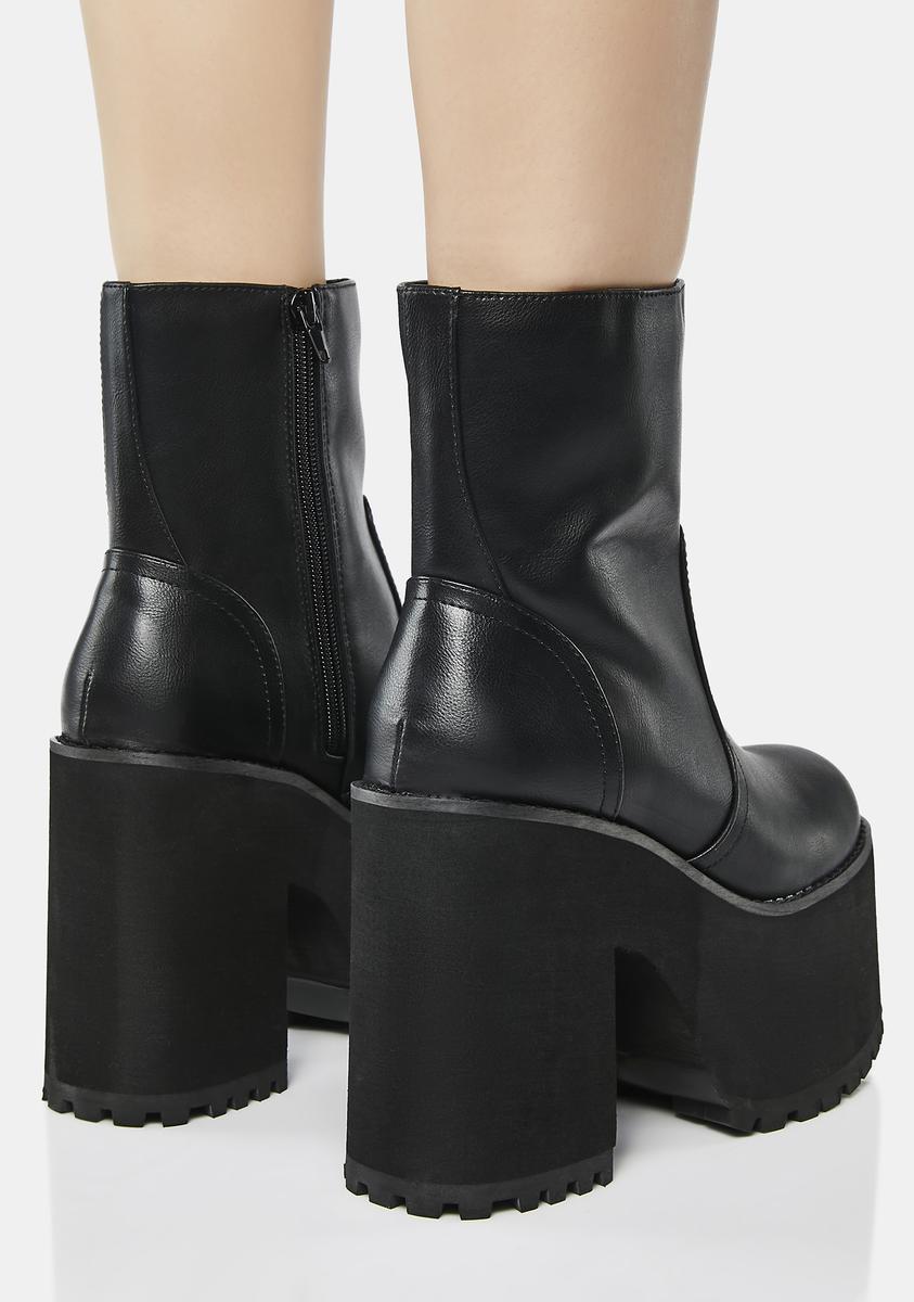 YRU Heeled Platform Ankle Boots Black Dolls Kill