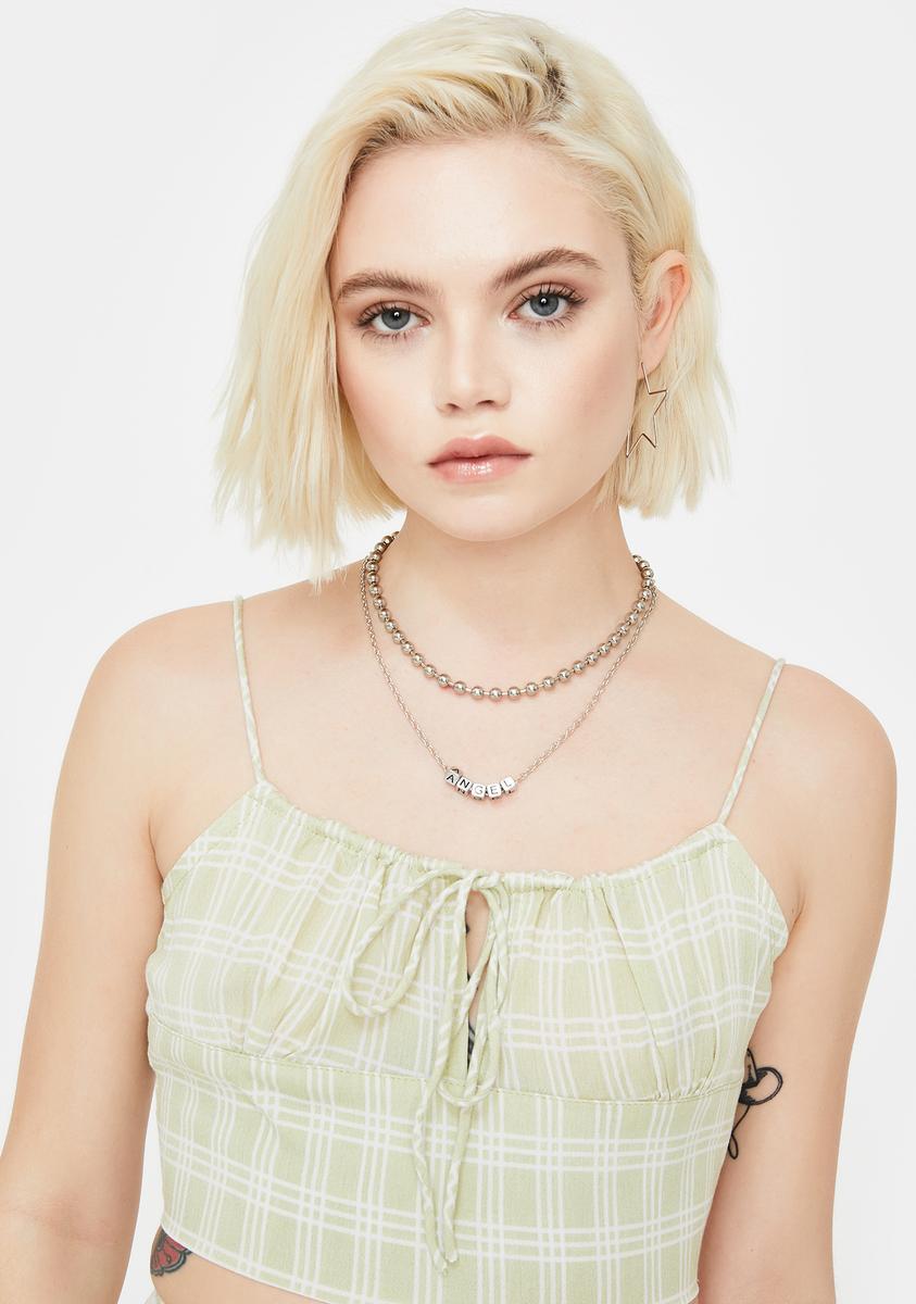 Sage Check Hema Crop Top