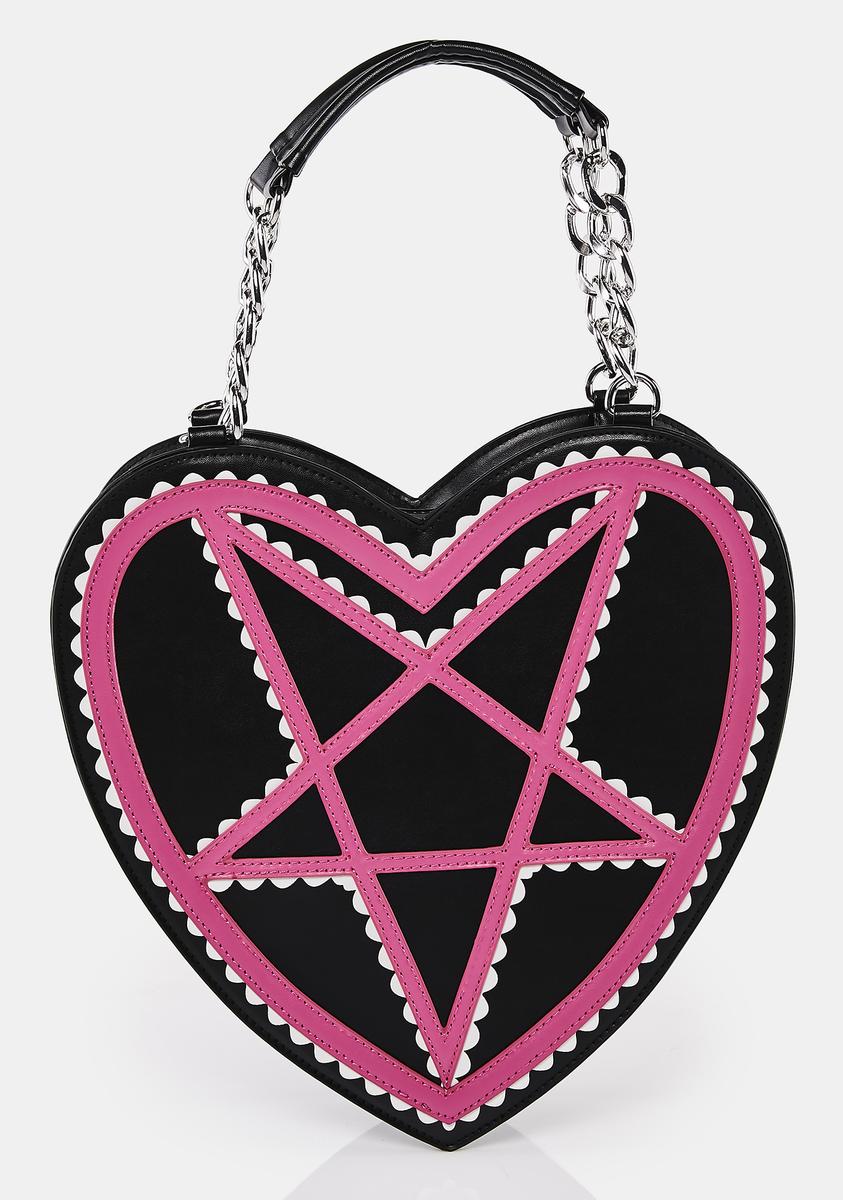 Pink Pentagram Heart Shaped Handbag