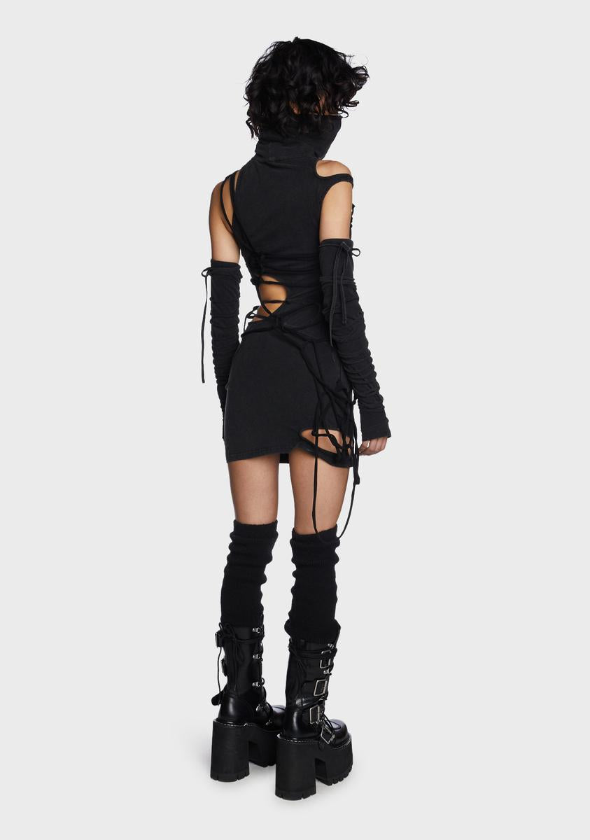 Darker Wavs Strappy Cut Out Bodycon Mini Dress
