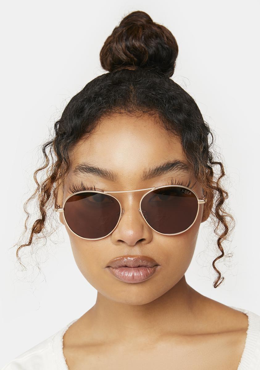 I-Sea Aviator Polarized Sunglasses - Gold/Brown – Dolls Kill