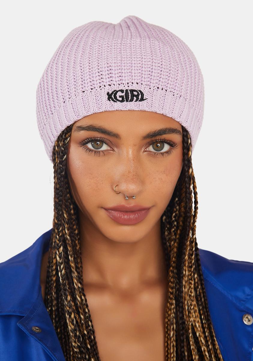 Purple Rib Knit Beret x-Girl,New Products : American Fashion Style Bags On Sale