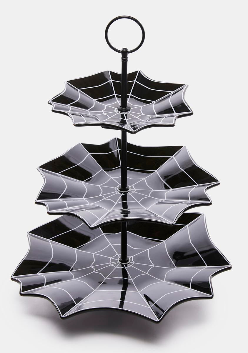 Dolls Home Spiderweb Tiered Platter Black Dolls Kill
