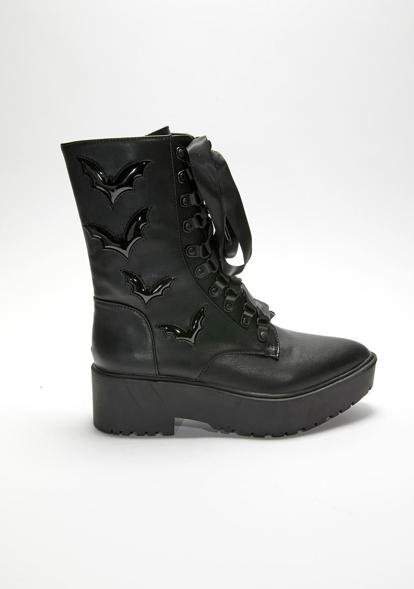 Widow Cat Combat Boots - Black – Dolls Kill