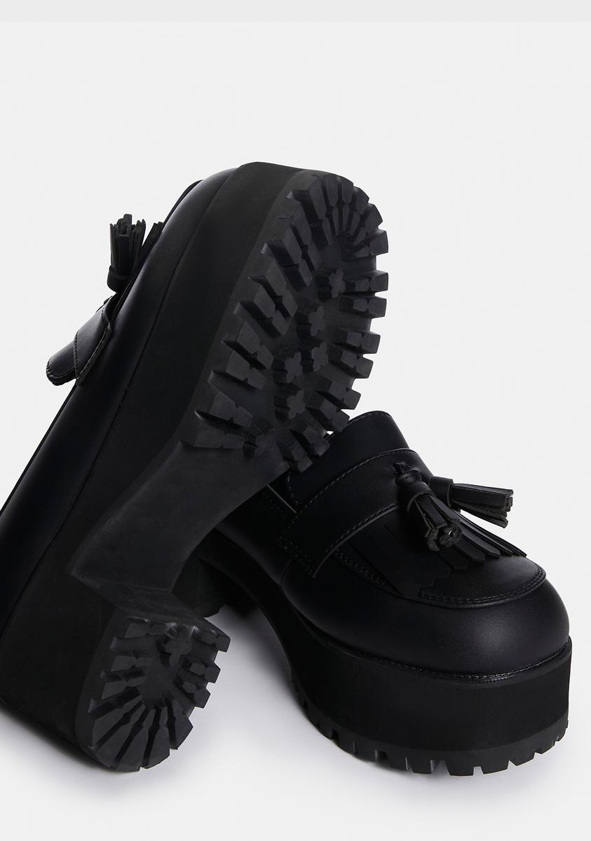 T.U.K. Vegan Leather Platform Loafers - Black – Dolls Kill