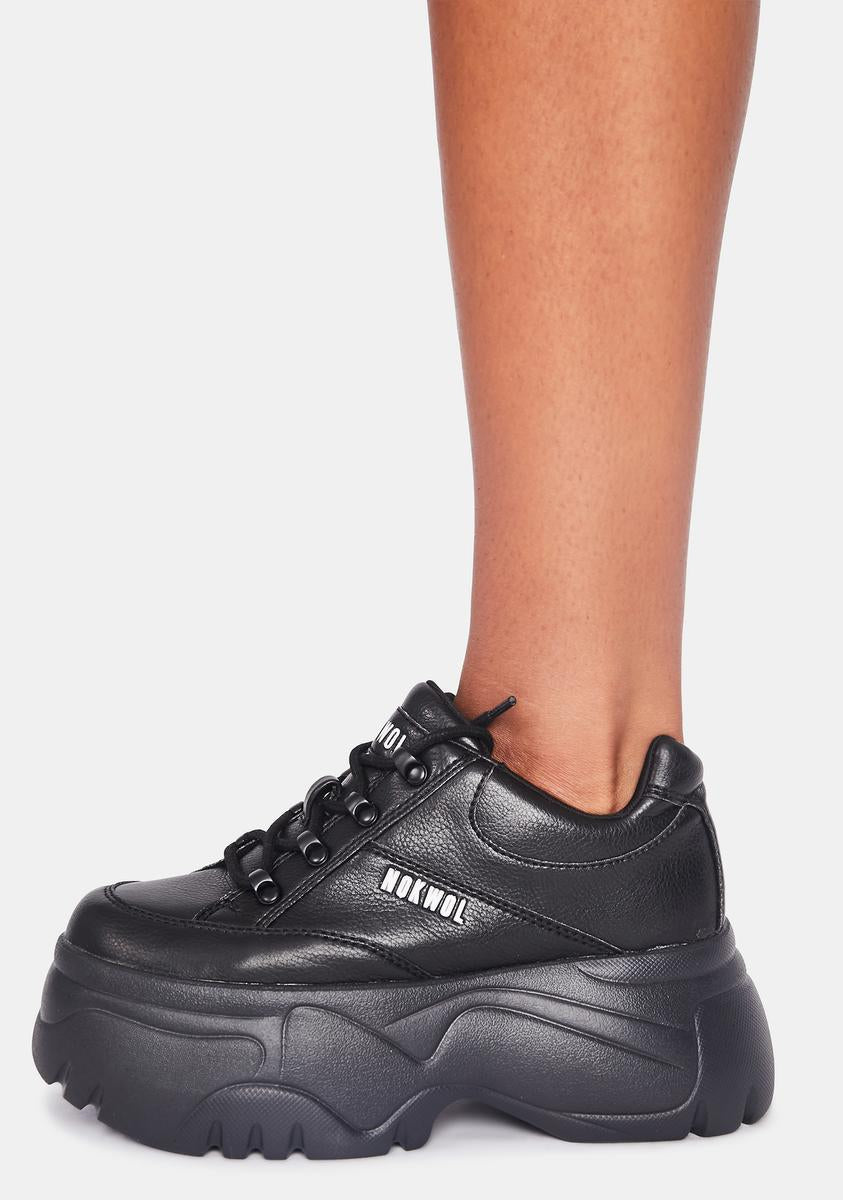NOKWOL Black Scared Platform Sneakers