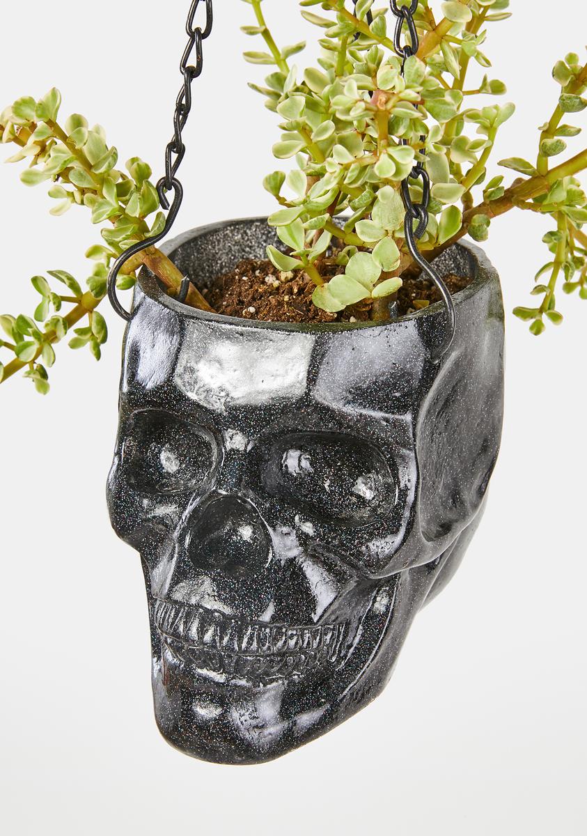 gothic hanging planter Dolls Home Glitter Skull Hanging Planter