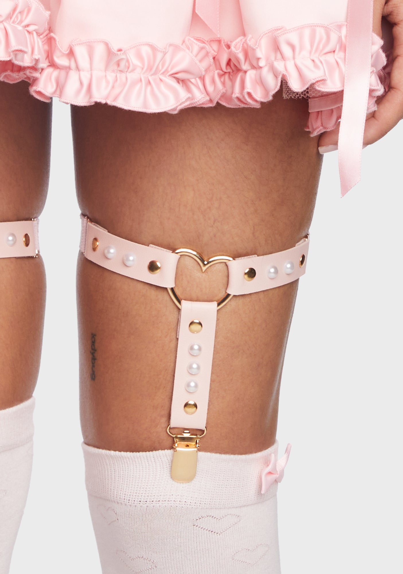 Sugar Thrillz Pearl Heart Garter Belts - Pink Dolls Kill Sugar Thrillz Pearl Heart Garter Belts - Pink Dolls Kill
