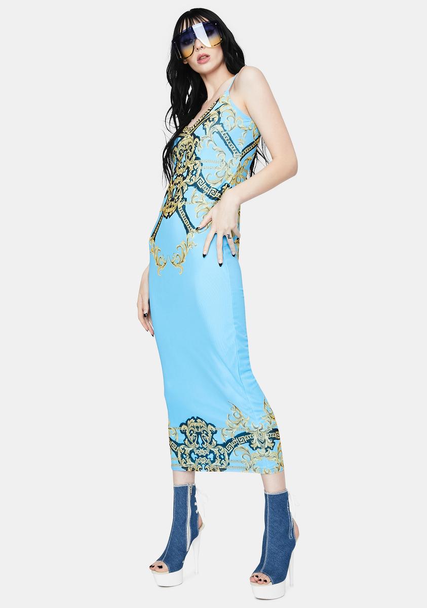 AFRM Teal Chain Amina Mesh Midi Dress – Dolls Kill