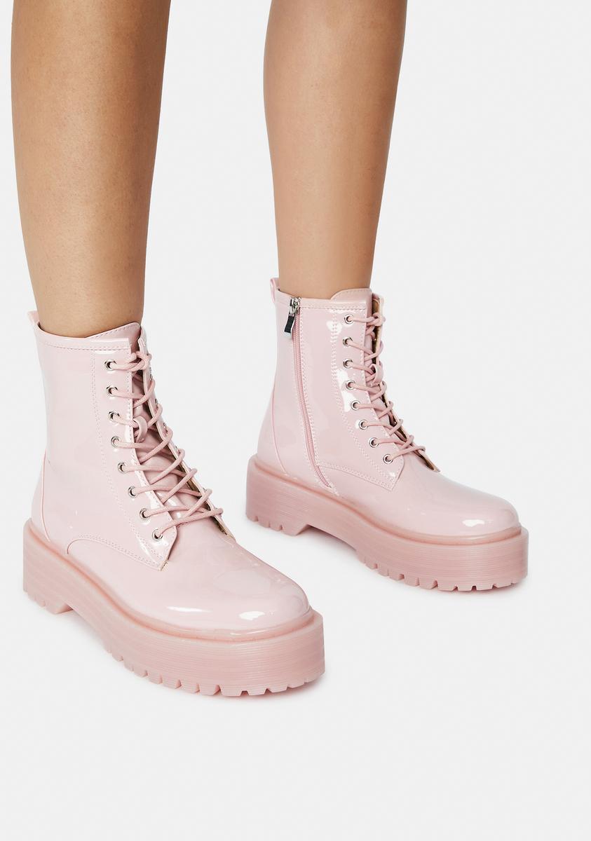 Blush Possy Lace Up Ankle Boots AZALEA WANG,All Products : American Fashion Style Bags On Sale