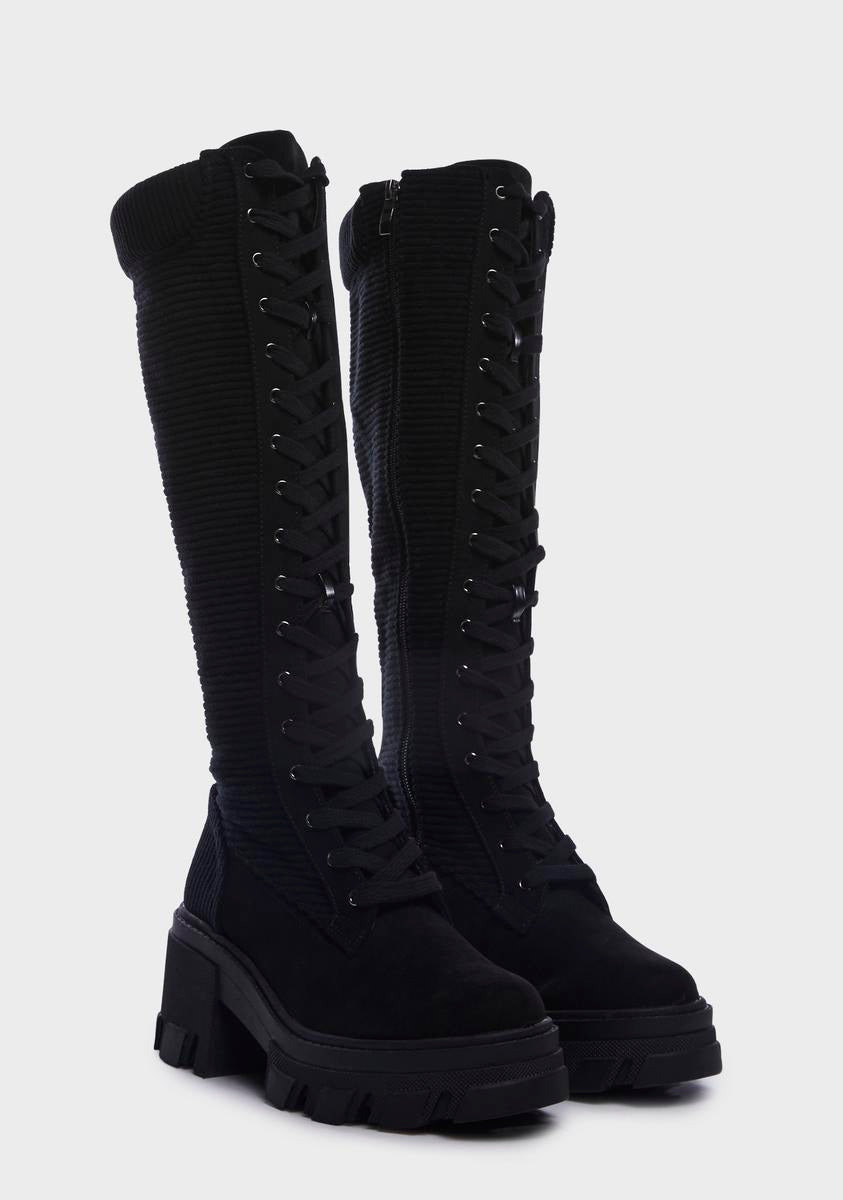 High boots - Suede kidskin & patent calfskin, black — Fashion