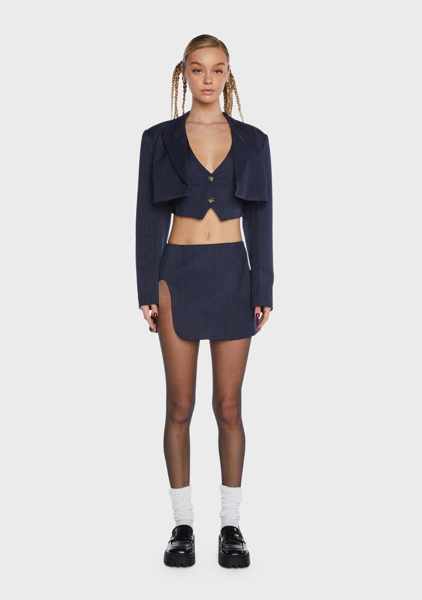 Zayne Cropped Pinstripe Blazer BY DYLN,New Products : American Fashion Style Bags On Sale