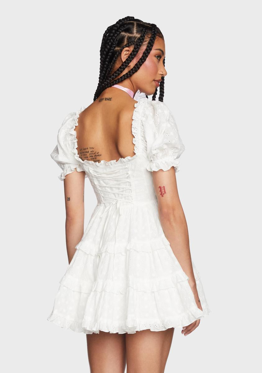 DOLL RUFFLE PUFF ONE PIECE WHITE B③ 1/6ドール White frill ドレス