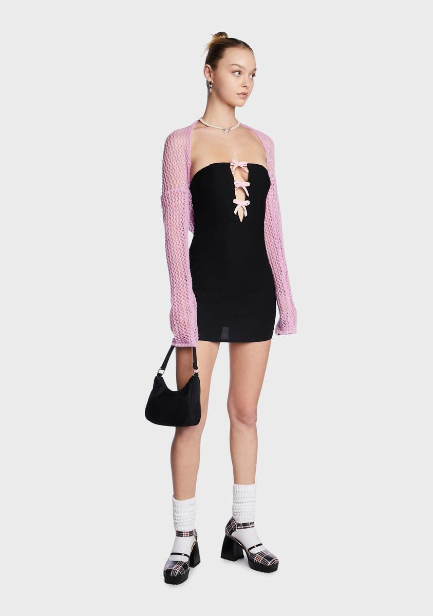 Motel Front Tie Strapless Mini Dress