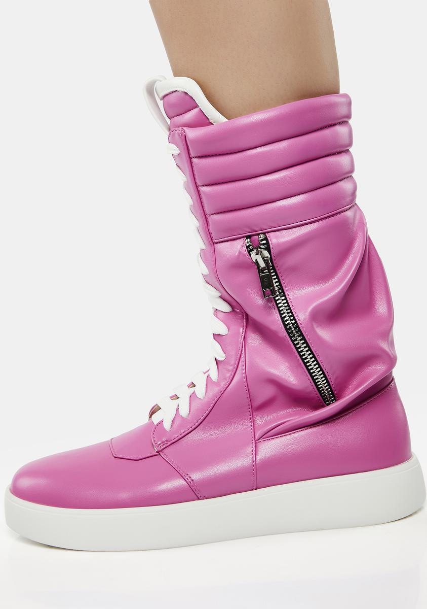 Azalea Wang High Top Sneaker Boots - Pink – Dolls Kill