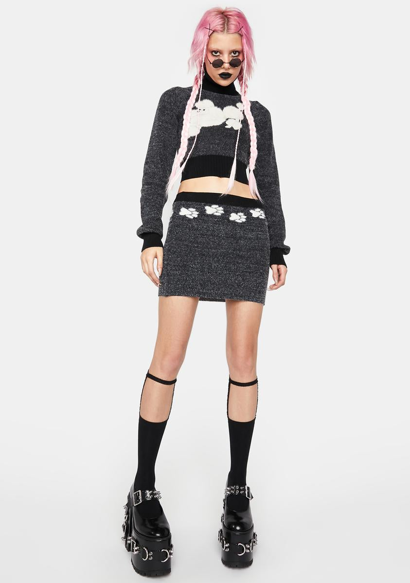 White Dog Paws Knit Skirt