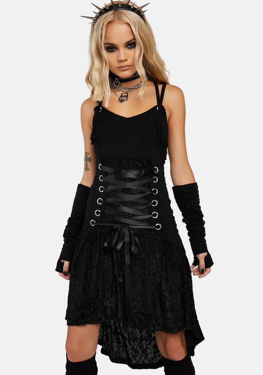 Laced Up Dress W/ Velvet Devore Underlayer Jawbreaker,New Products : American Fashion Style Bags On Sale