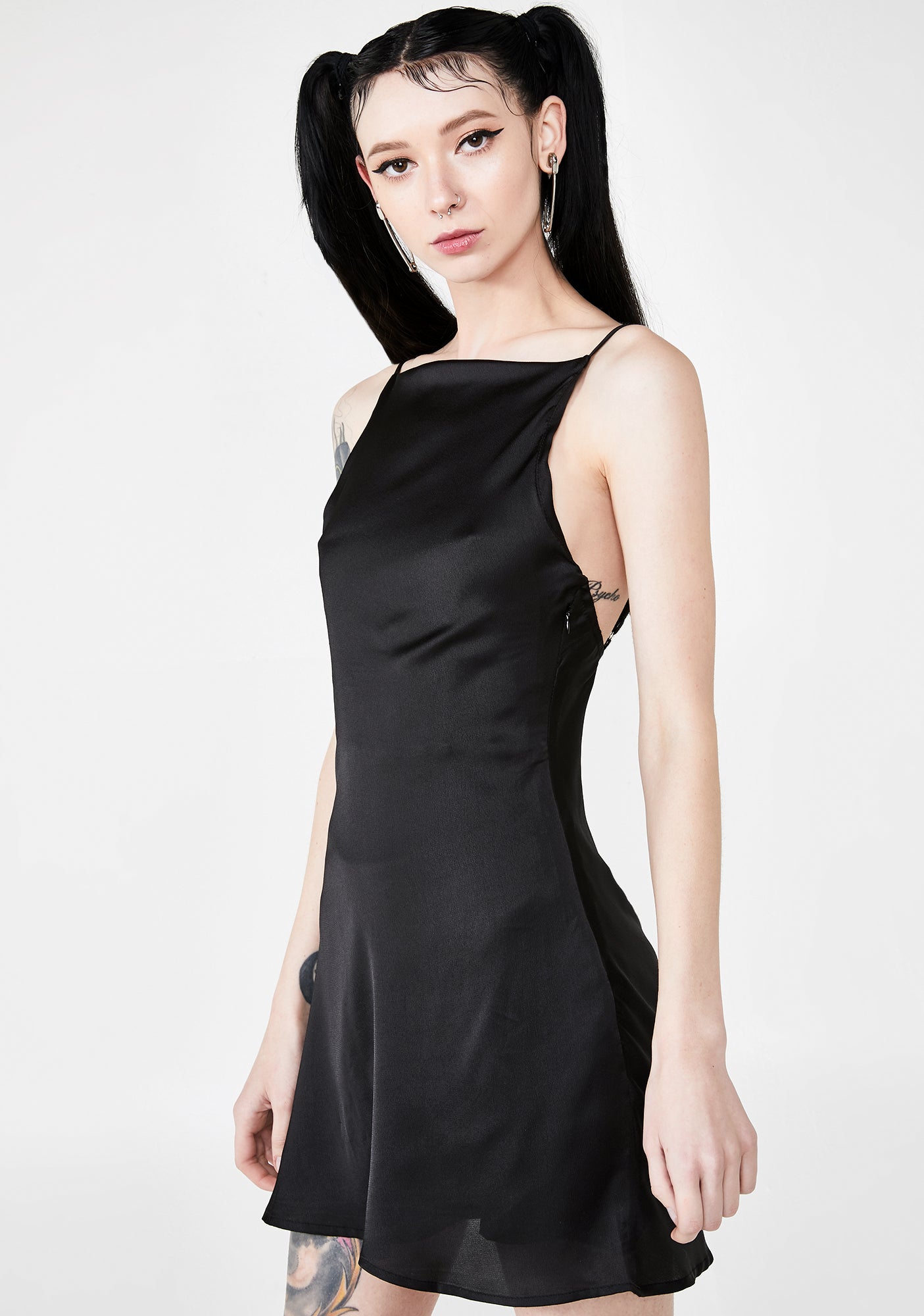 Black Cowl Neck Mini Dress – Dolls Kill
