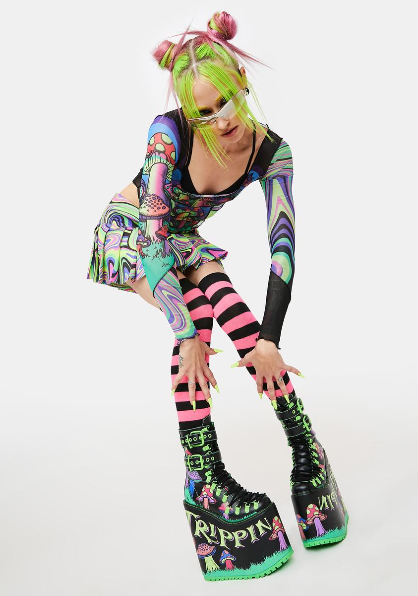 Current mood us6 靴 Current Mood Rainbow Road Platform Lace Up Ankle Boots Black